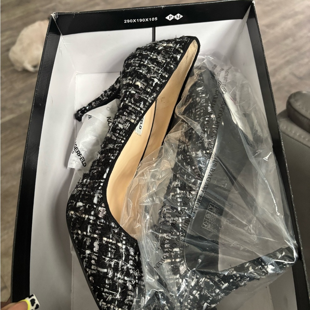 Karl Lagerfeld Black and White Tweed Heels
